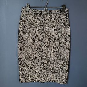 Black and grey lace-pattern pencil skirt by The Limited